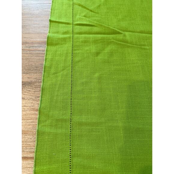 Vintage 70s Vera Neumann Hemstitch Tablecloth Avocado Green - Picture 3 of 7